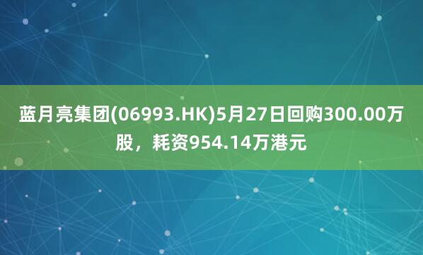 蓝月亮集团(06993.HK)5月27日回购300.00万股,耗资954.14万港元